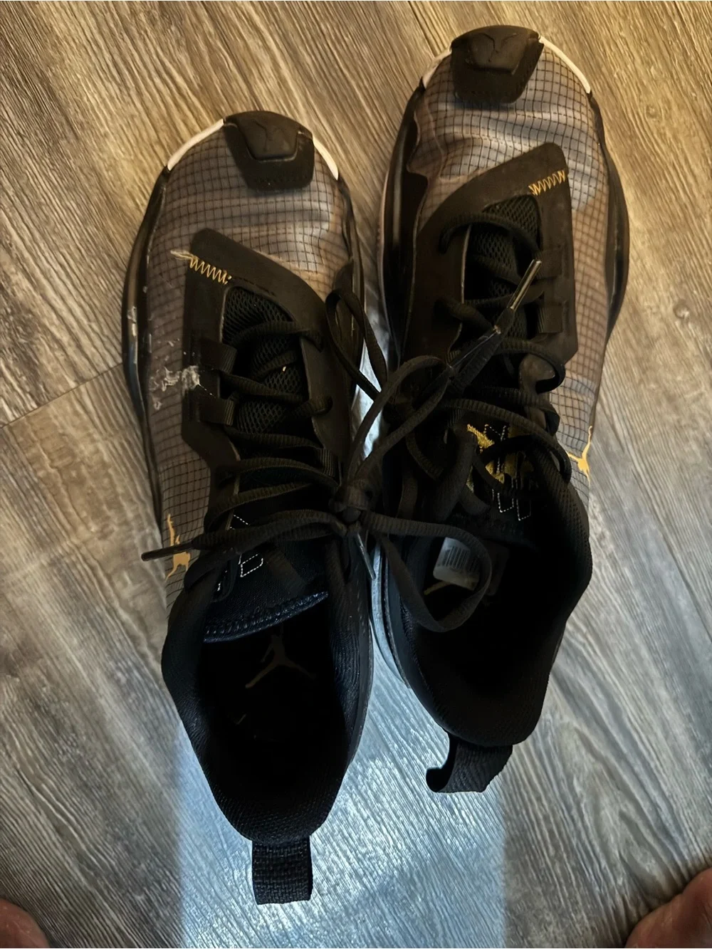 Nike Jordan One Take One Black and Gray Low-Top Sneakers with Gold. D07193-007